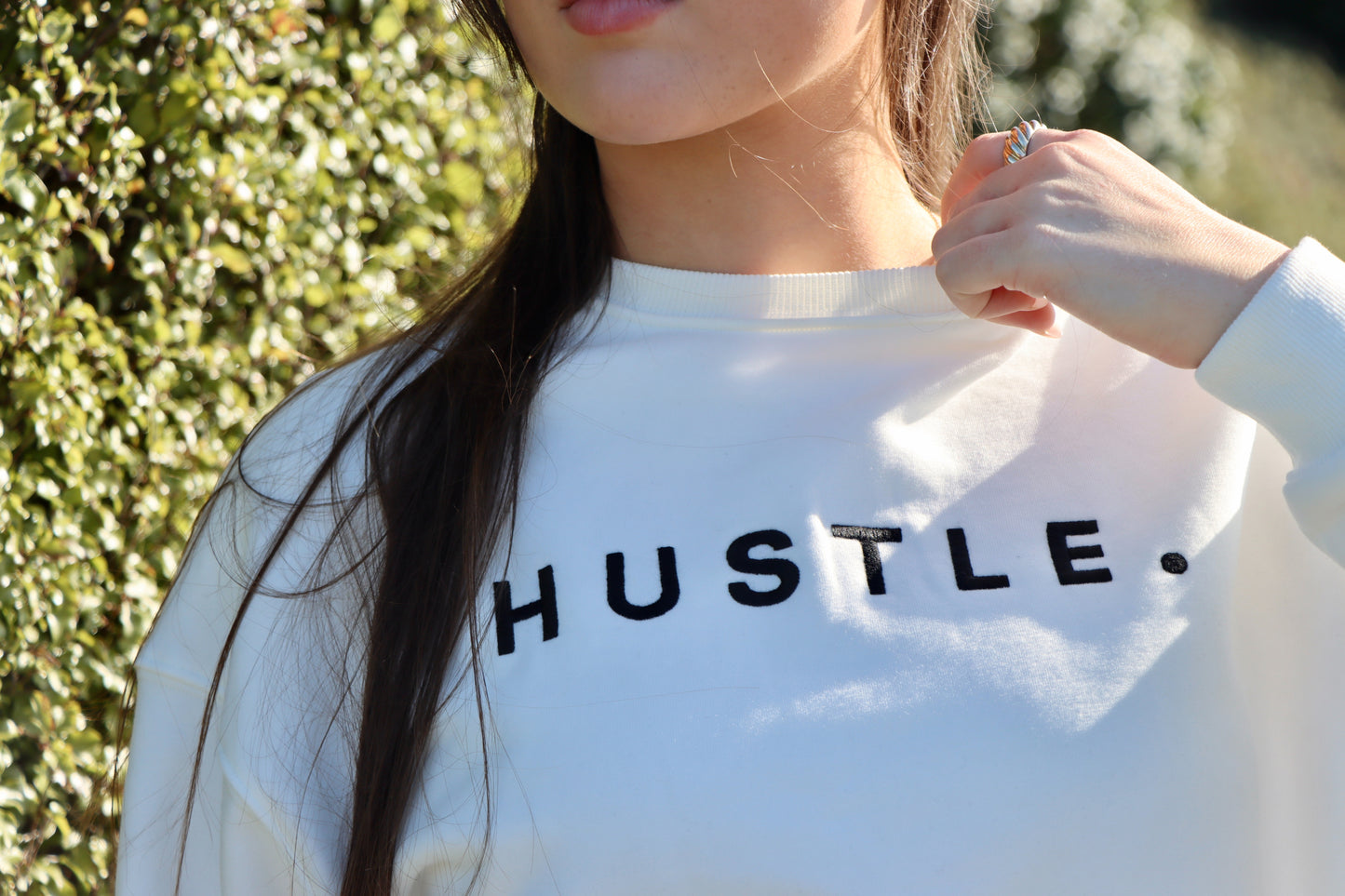 The Watch Me Hustle Crew Neck - Pearl